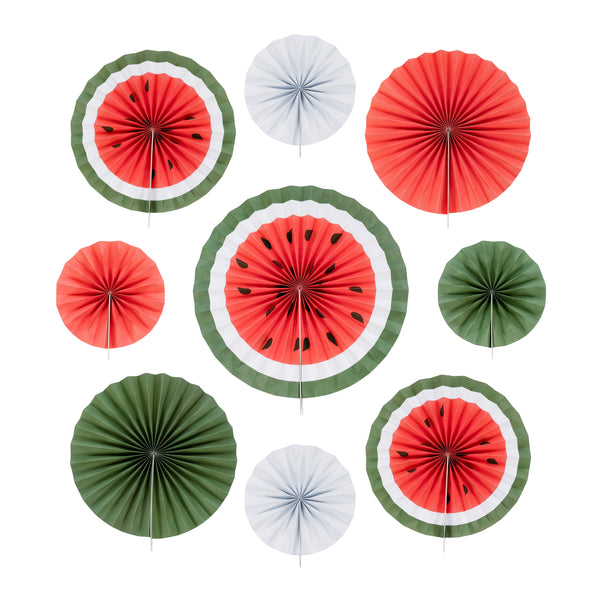 Set of 9 Watermelon Paper Fans for Ramadan & Eid Palestine Themed Hanging Decoration