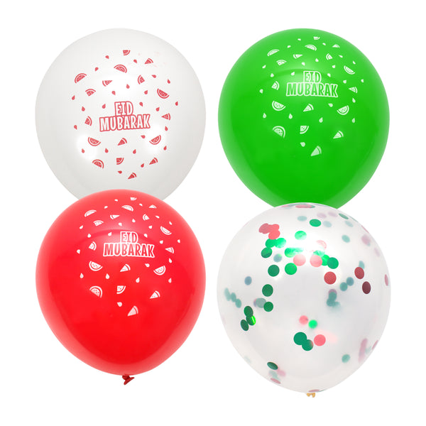 Eid Mubarak Balloons - Watermelon Decoration Latex Balloons