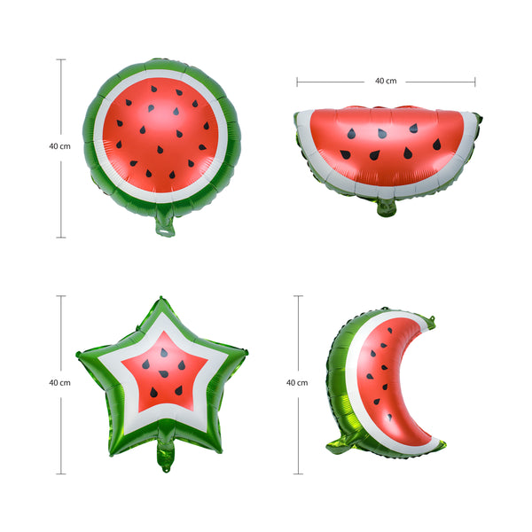 Pack of 4 Watermelon Crescent Star Ramadan & Eid Palestine Themed Foil Balloon Set Hanging Decoration