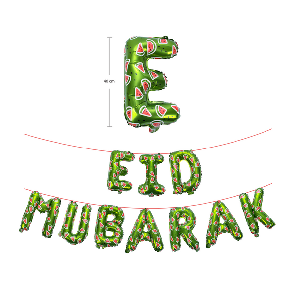 Eid Mubarak Palestine Themed Decoration| Eid Mubarak Watermelon Foil Letter Balloons Hanging Decoration Green